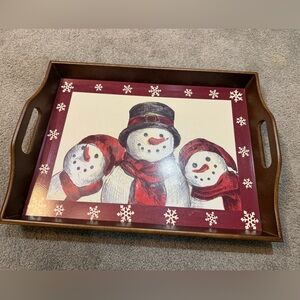 Festive Snowman Holiday Serving Tray